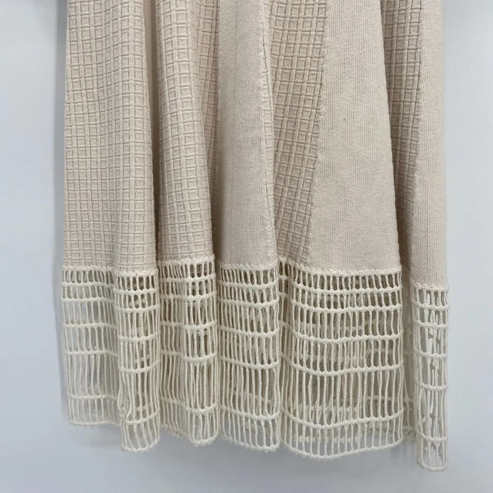 Lela Rose 3/4 Sleeve Dress Railroad Lace Hem Ivory - Image 5