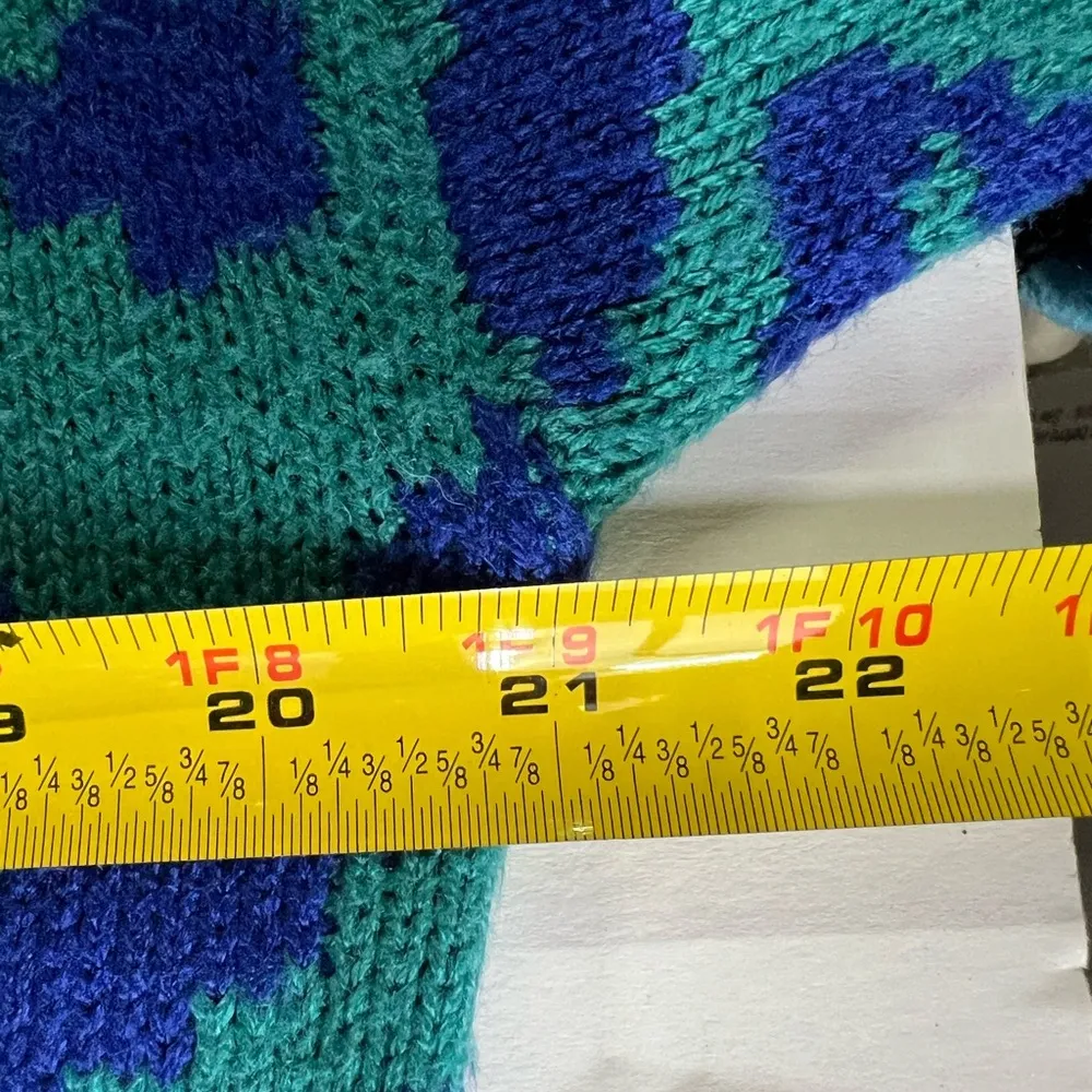 Umgee leopard cheetah blue green striped pullover sweater colorful mixed prints - Image 7