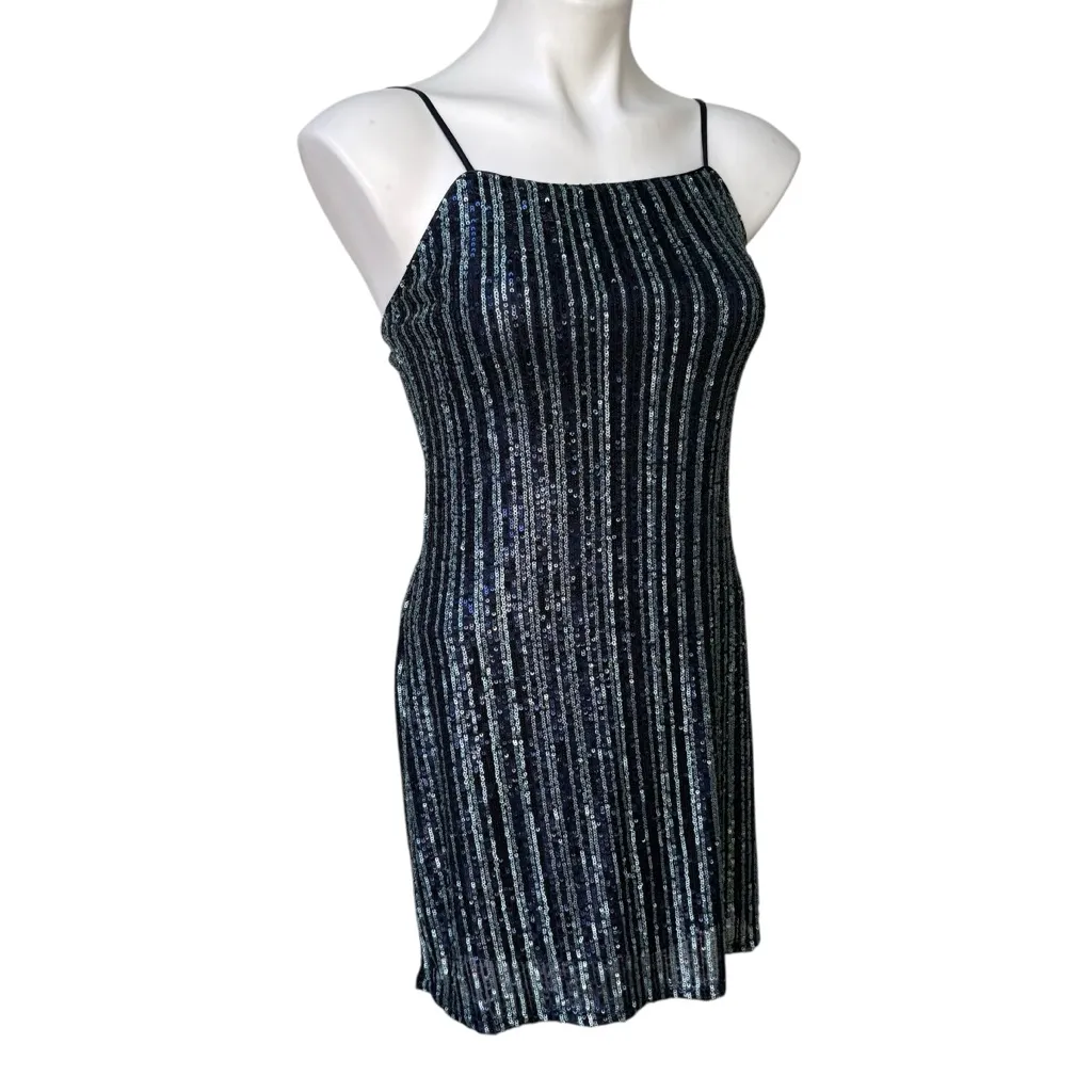 NWT, Trixxi Shine Dress Spaghetti Straps Blue Sparkle, Sz S - Image 5