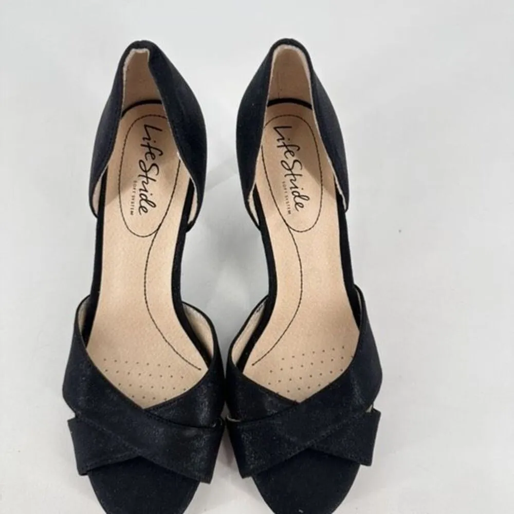 LifeStride Women's Black Peep Toe Mykonos D’orsay Sandal‎ Heels Size 7.5 - Image 10