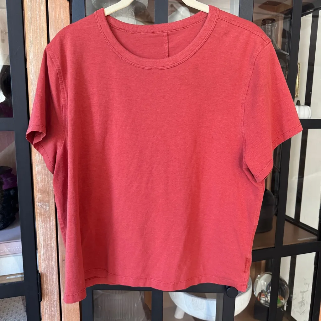 Lululemon short sleeve crew tee Classic-Fit Cotton T-Shirt Red Rock rust brick - Image 6