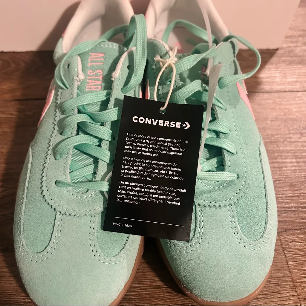 Converse A15090C One Star Suede Low Top Skate Shoes 7.5W/6M Mint Green Pink Gum - Image 4