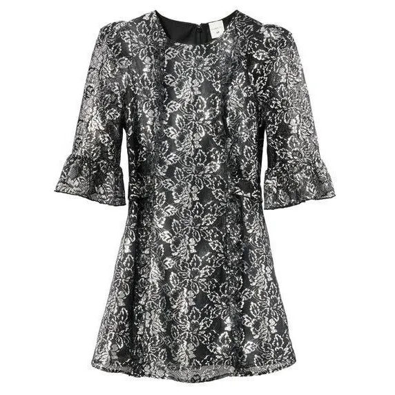 2020 THE VAMPIRE'S WIFE x H&M Silver Lace Mini Dress - Image 2