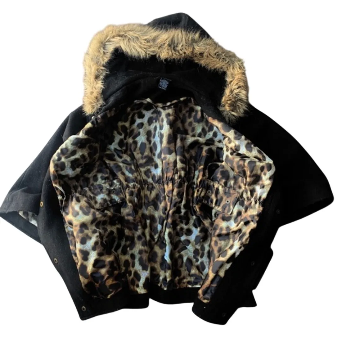 Moda International Hooded Wool Blend Cape Coat Poncho Black - Image 11