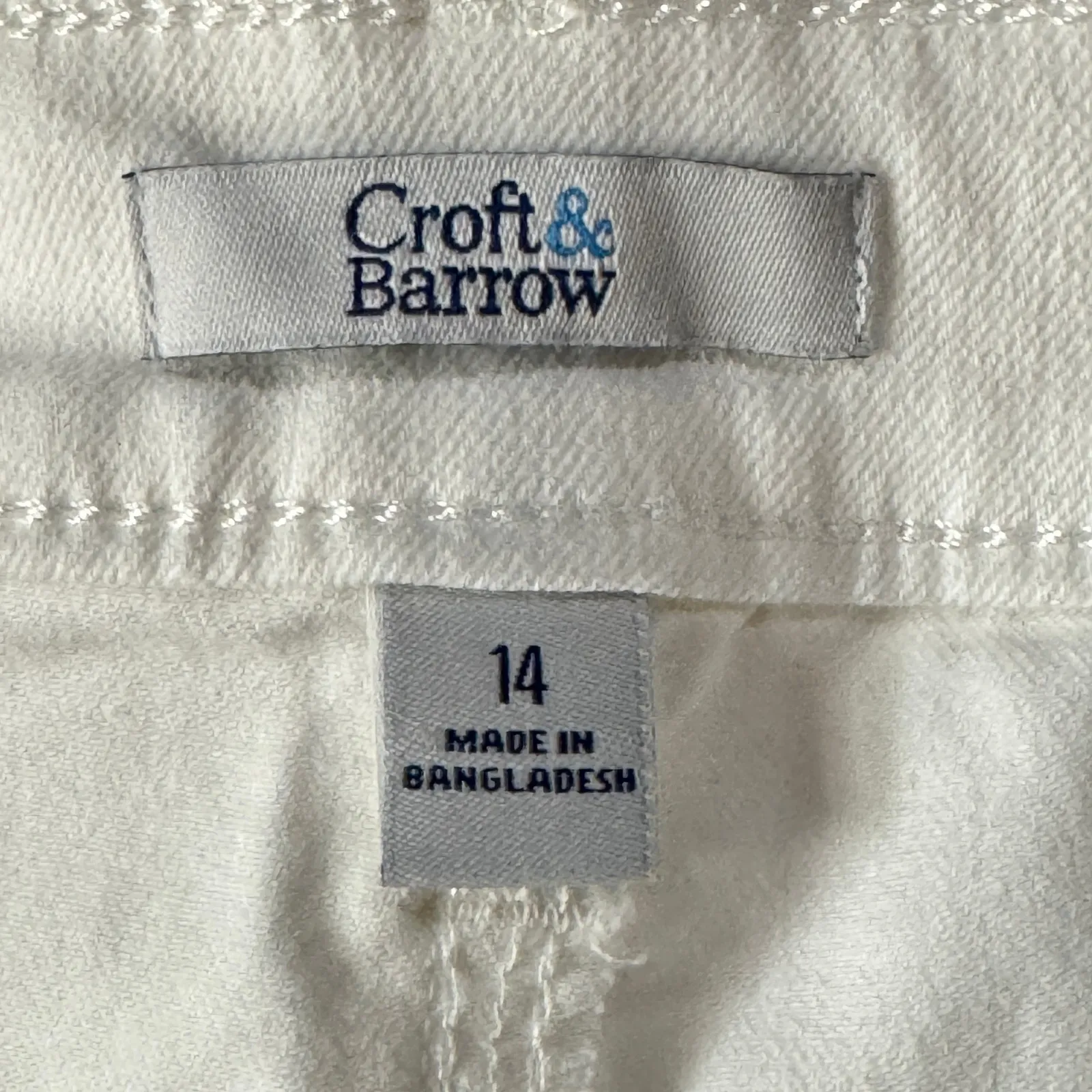Croft & Barrow SZ 14 Bermuda Jean Shorts Mid-Rise Stretch Zip-Fly Pockets White - Image 6