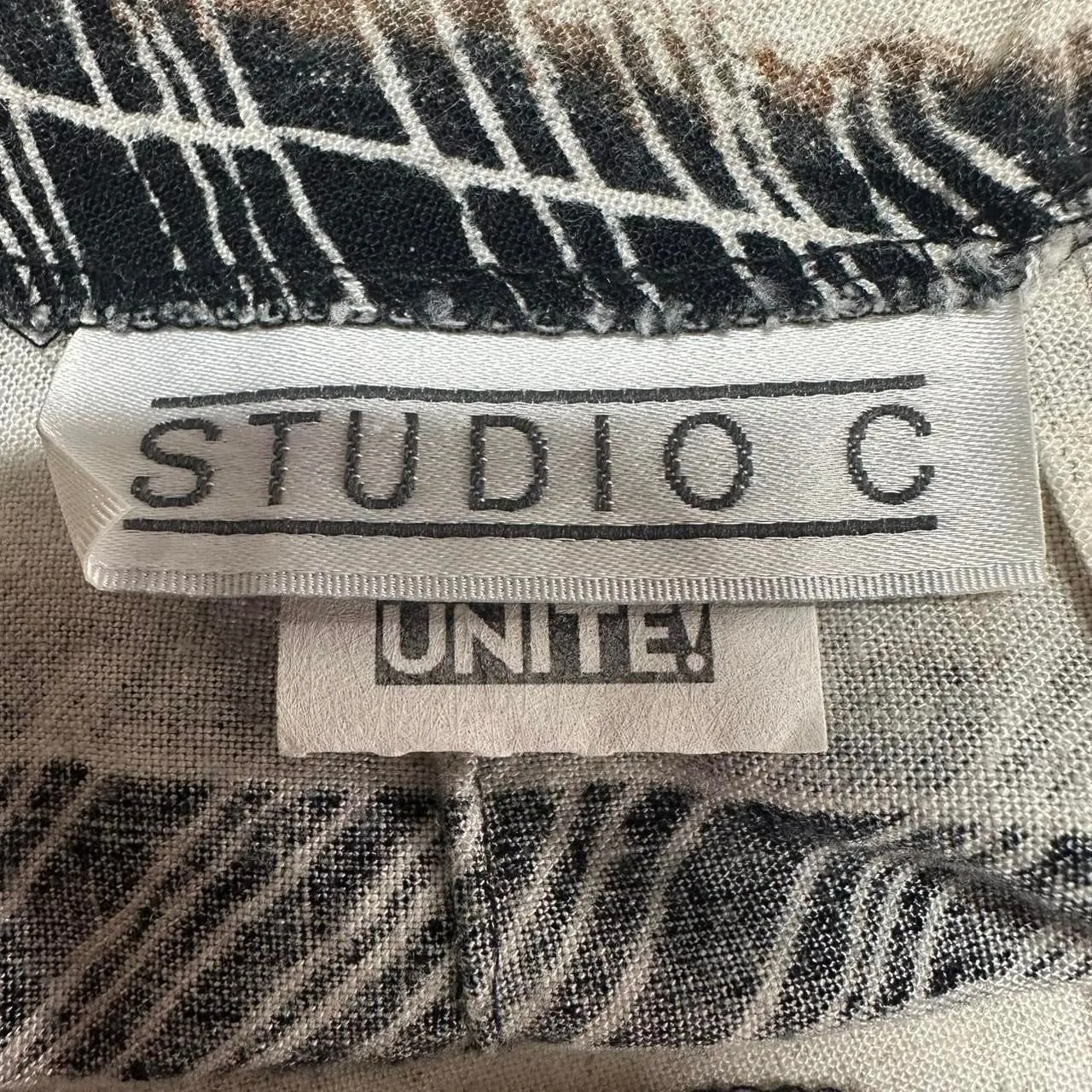 STUDIO C VTG 90s Linen Botanical Nature Print Faux Wrap Mini Skirt Womens‎ 12 Brown - Image 5