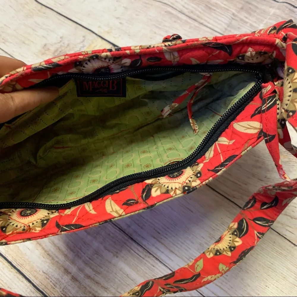 Maggie B Red Patterned Quilted Purse - Image 5