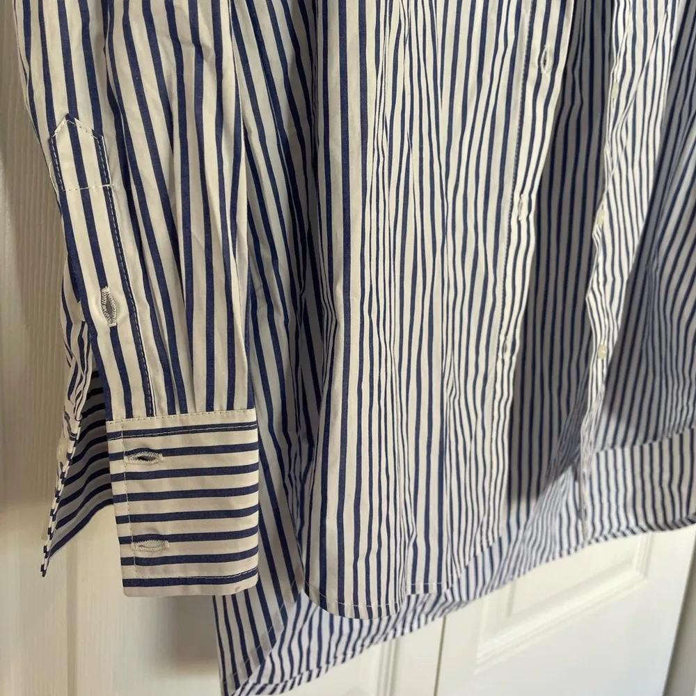 NWT For The Republic women’s oversized button down blue and white striped size M - Image 2