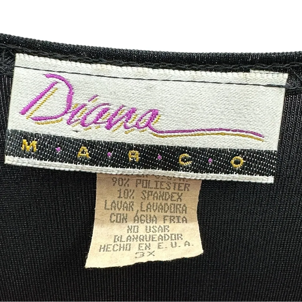 Vintage Diana Marco Snakeskin Long Sleeve Lagenlook Midi Dress Womens Plus Sz 3X Black - Image 11