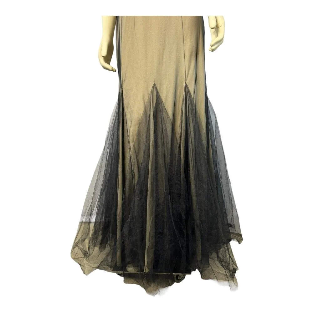 DEB mermaid style nude, black mesh overlay jeweled neckline sleeveless size 14 - Image 7