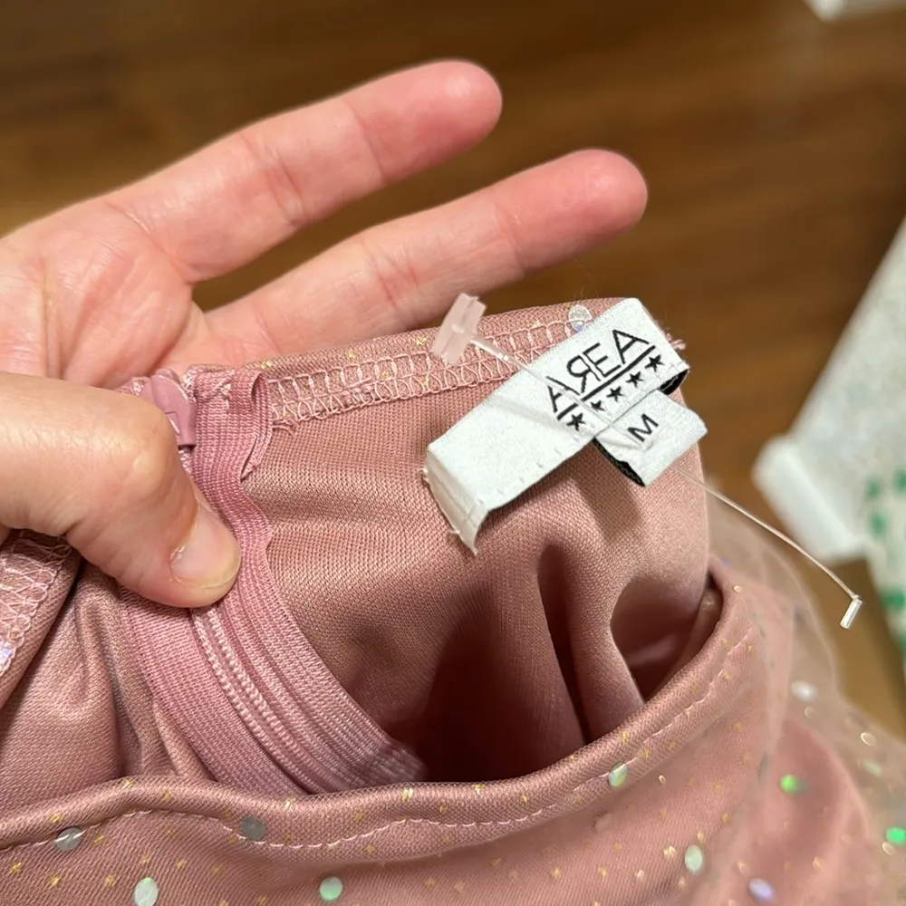 AREA STARS Stardust Pink Y2K Barbie Sheer Ruched Long Sleeve Mini Dress M Size M - Image 6