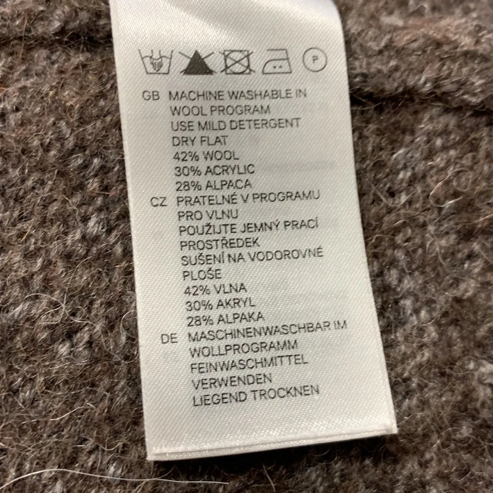 Alpaca Wool Blend Brown Cardigan Size X Small - Image 8