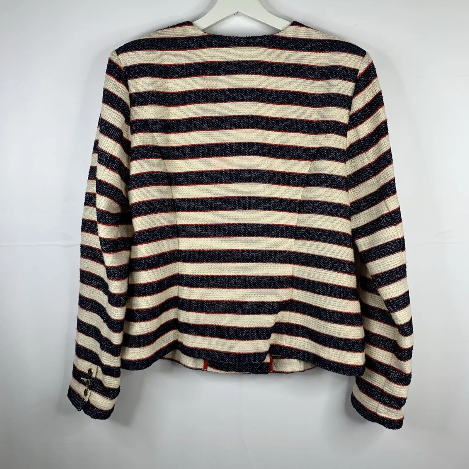 CAbi Size 10 Double Breasted Jacket Spring Collection Cruise Nautical Striped - Image 9