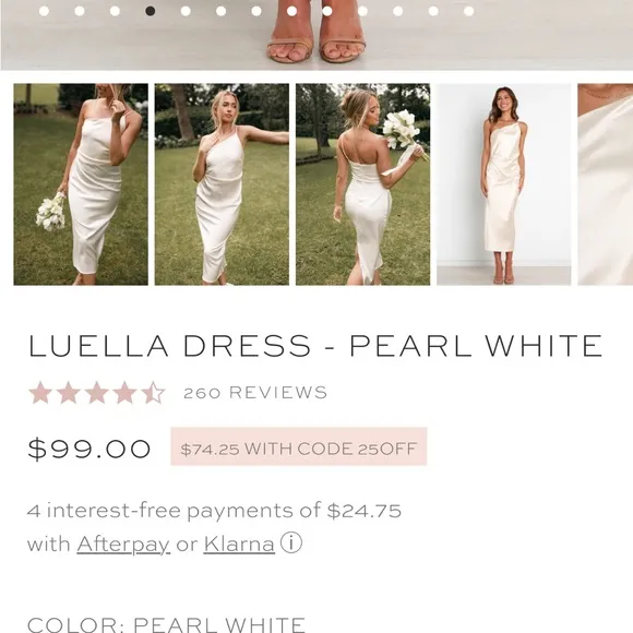 PETAL & PUP NWOT‎ Luella Satin Pearl White One Shoulder Dress S 6 - Image 7
