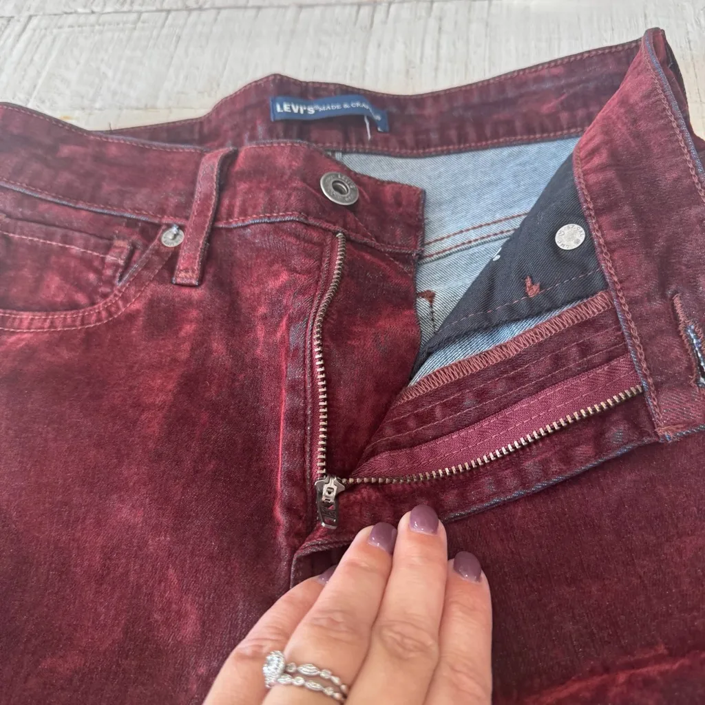 Levi’s Made & Crafted 721 High Rise Skinny size 27 Flocked Velvet Denim Jeans - Image 6