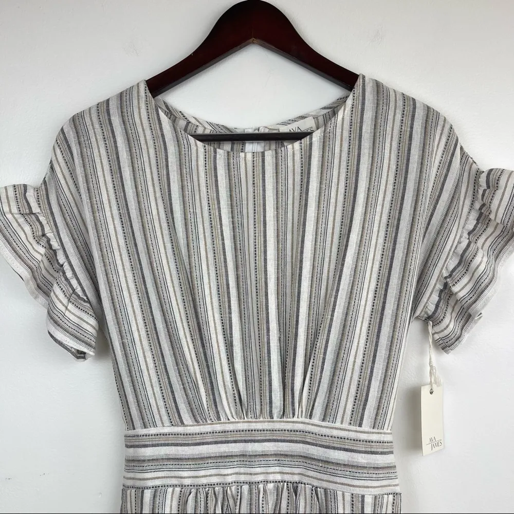 Ava James Linen Striped Ruffle Dress Women’s Size S Summer Cruise Vacation - Image 6