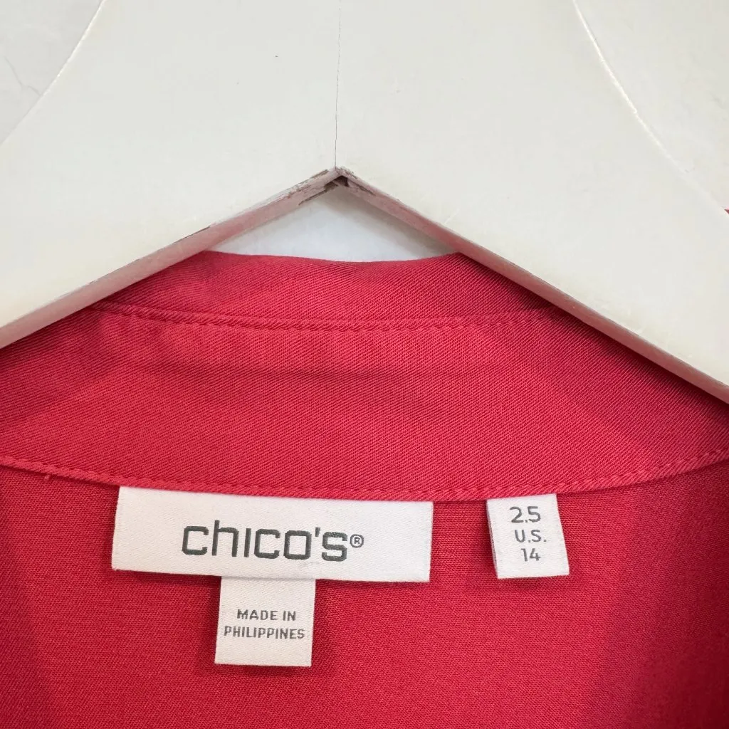 Chico’s Silk Blend Tiered Midi Shirt Dress Roll Tab A-Line Party Plus Size 14 - Image 5