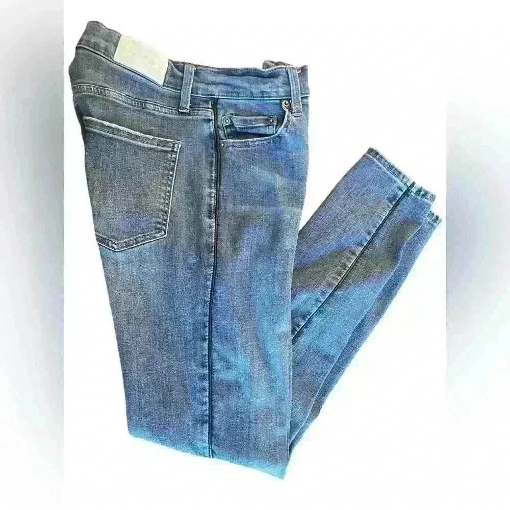 Pistola Dark Wash High Rise Skinny Jeans Faux Leather Trim Lining Size 28 - Image 4