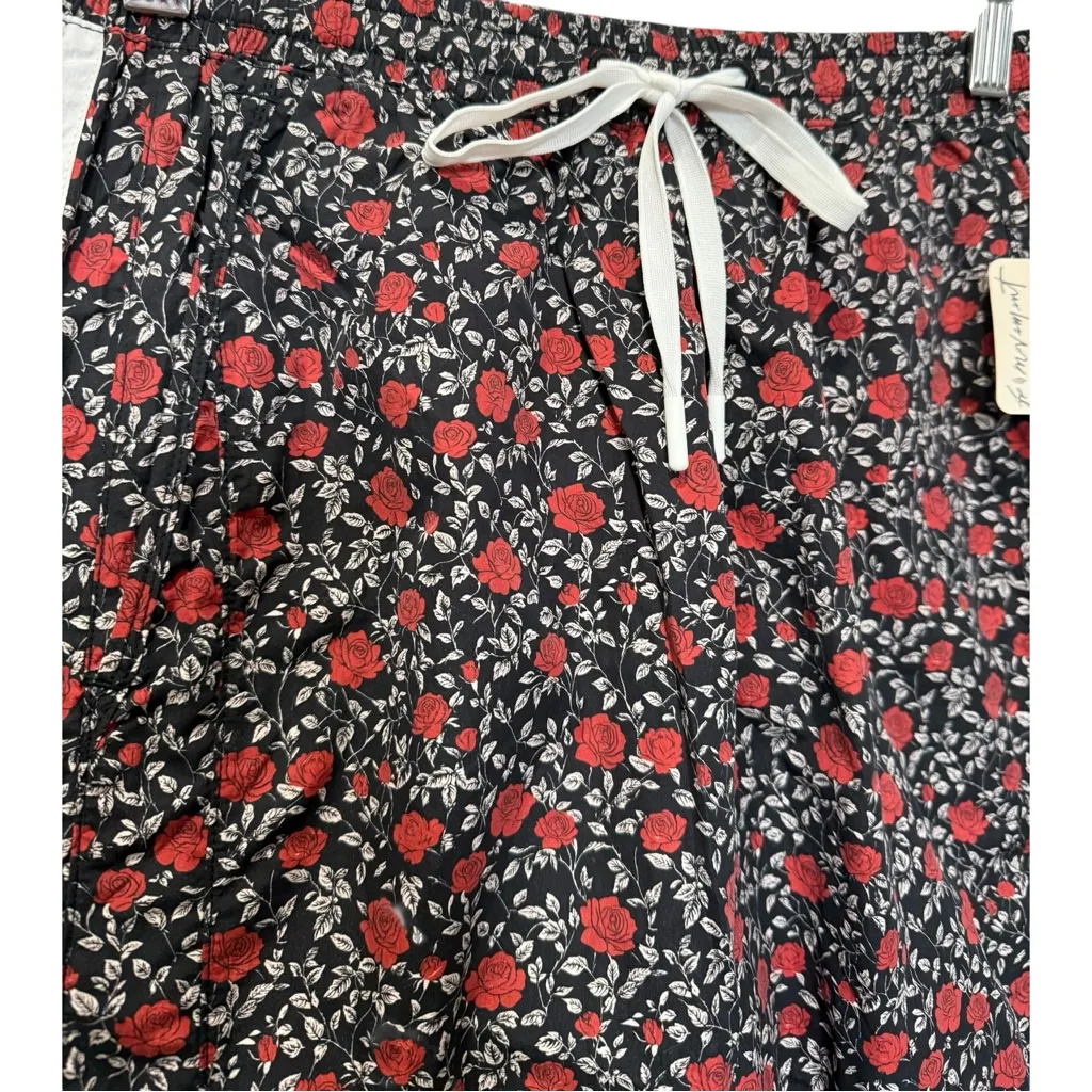 NWT FREE PEOPLE MOVEMENT Overtime Printed Pants Black Rose Combo Wide Leg XS Red - Image 6