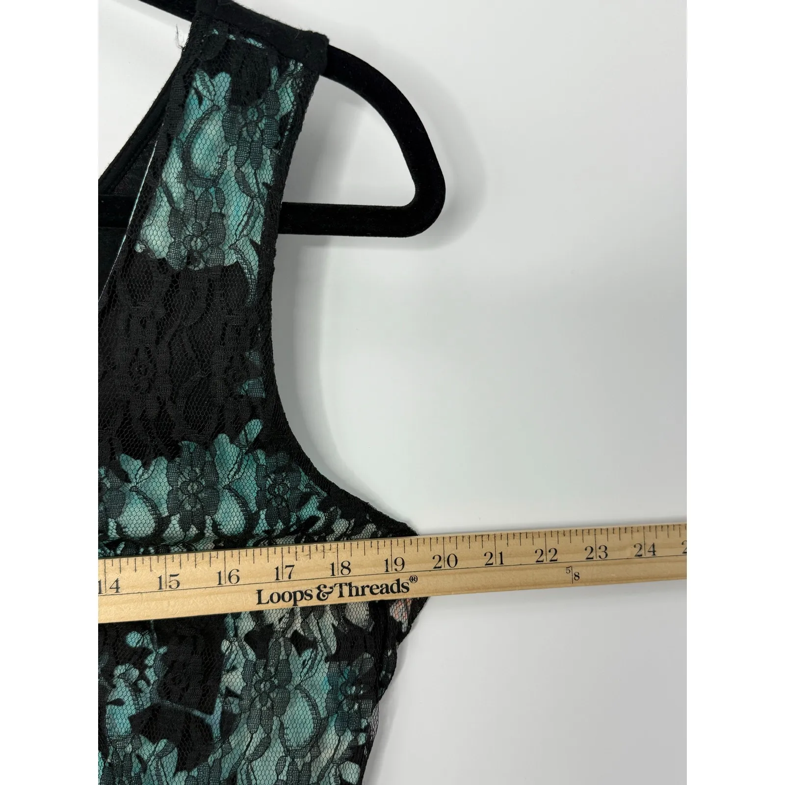 Maurices Y2K Whimsygoth Lace Overlay Tank Top Black Teal Gothic L - Image 6