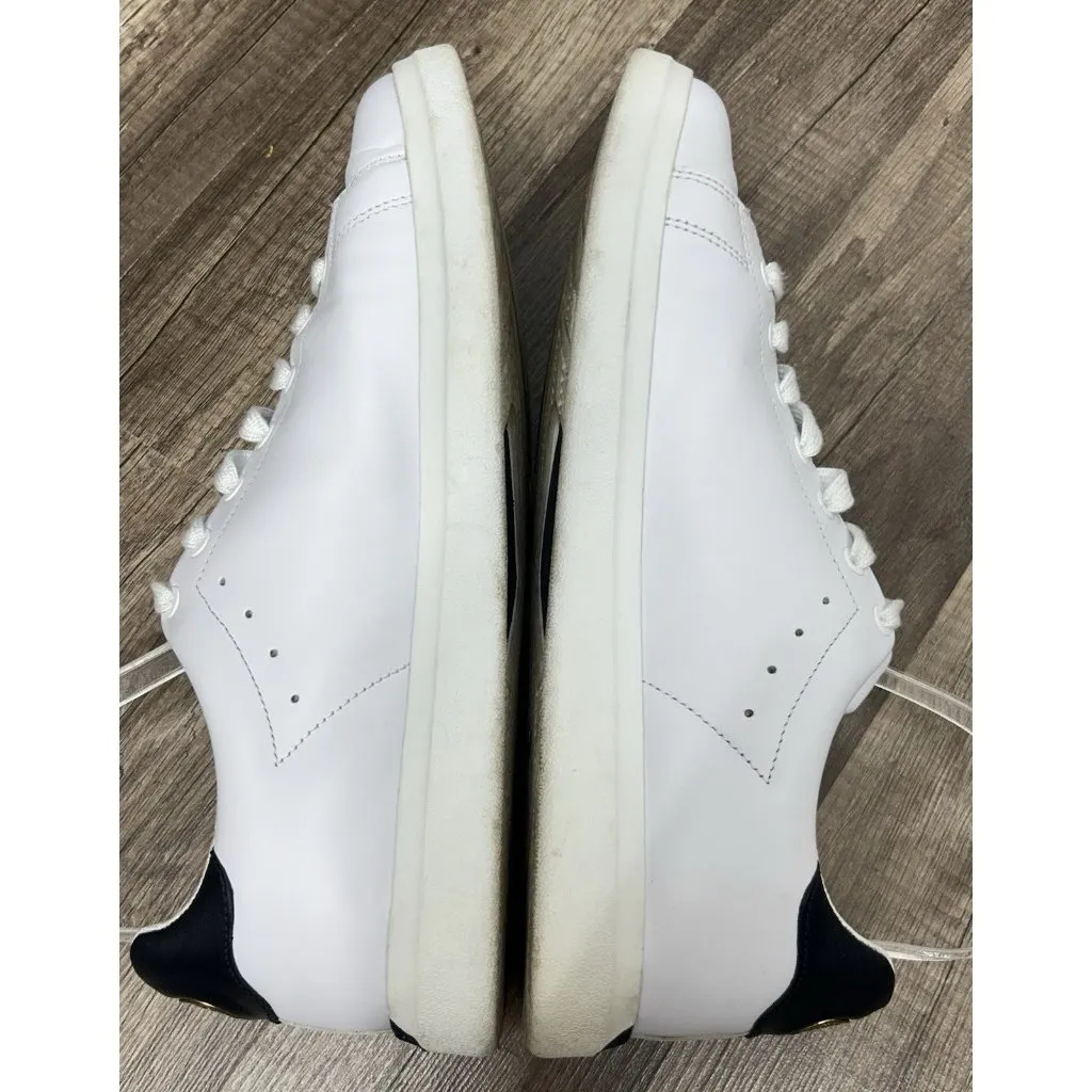 Tory Burch Women's Howell Court Sneakers  White Black Leather SZ 10.5M Logo EUC - Image 5