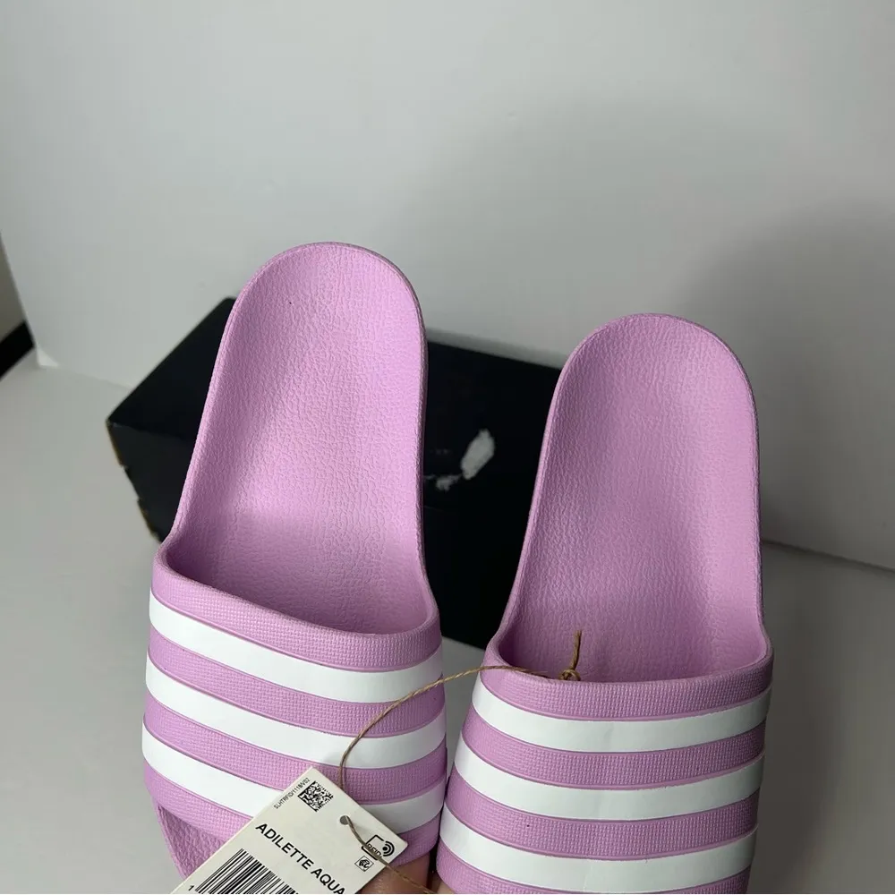 Adidas adilette aqua Slides 6 Lavender and White - Image 6
