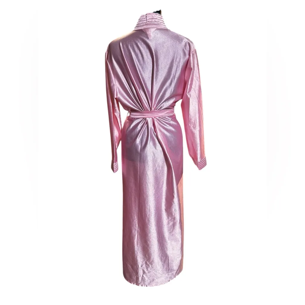 Vintage Anthony Richards Pink Tie Long Robe Vtg Size Large Fit Small/Medium - Image 2