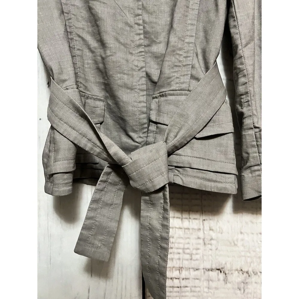 Theory Linen Wool Blend Utility Jacket Blazer - Grey / Size 4 - Image 7