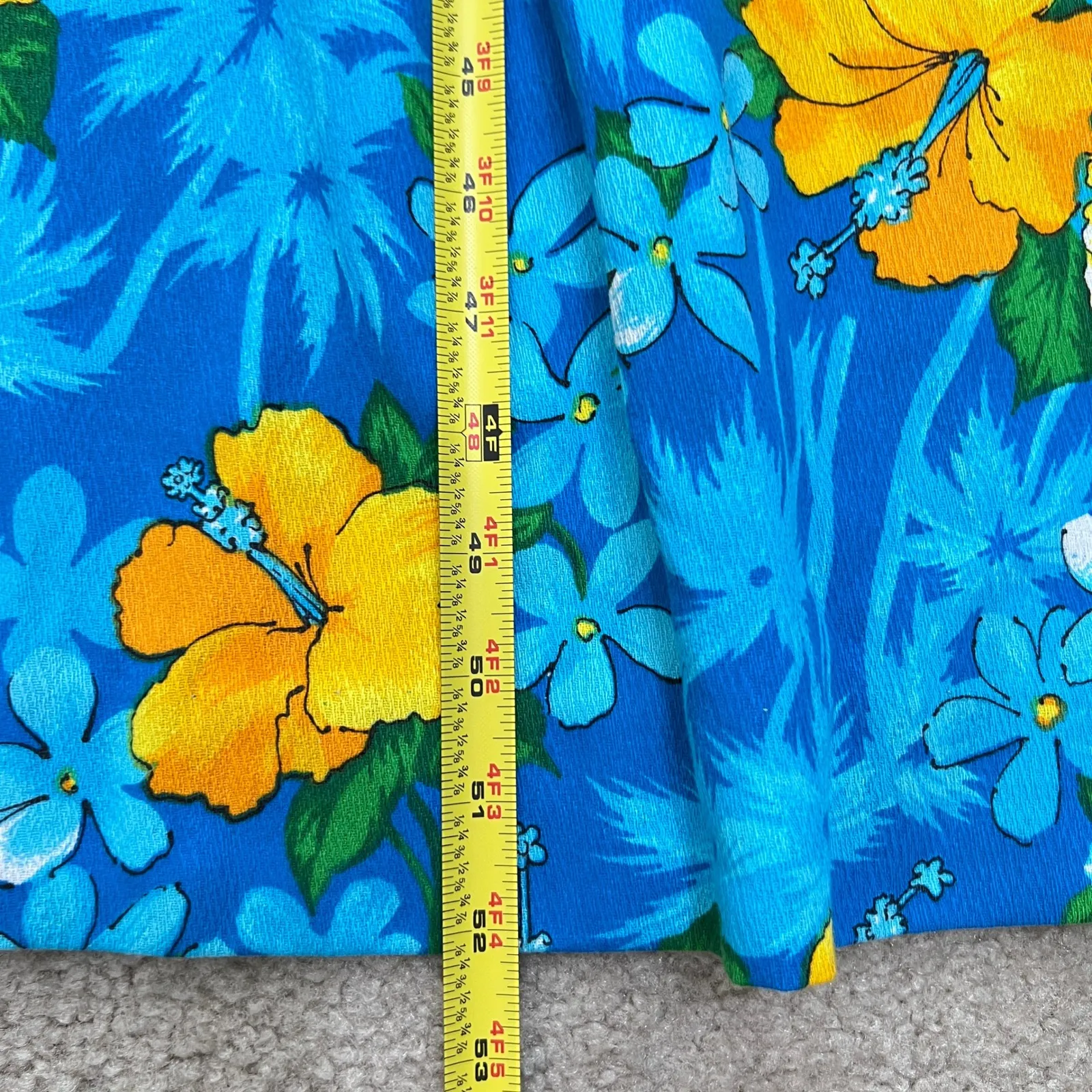 Vtg. Royal Hawaiian Hibiscus Maxi Dress Sz 6 Blue Yellow Floral Made in‎ Hawaii - Image 5