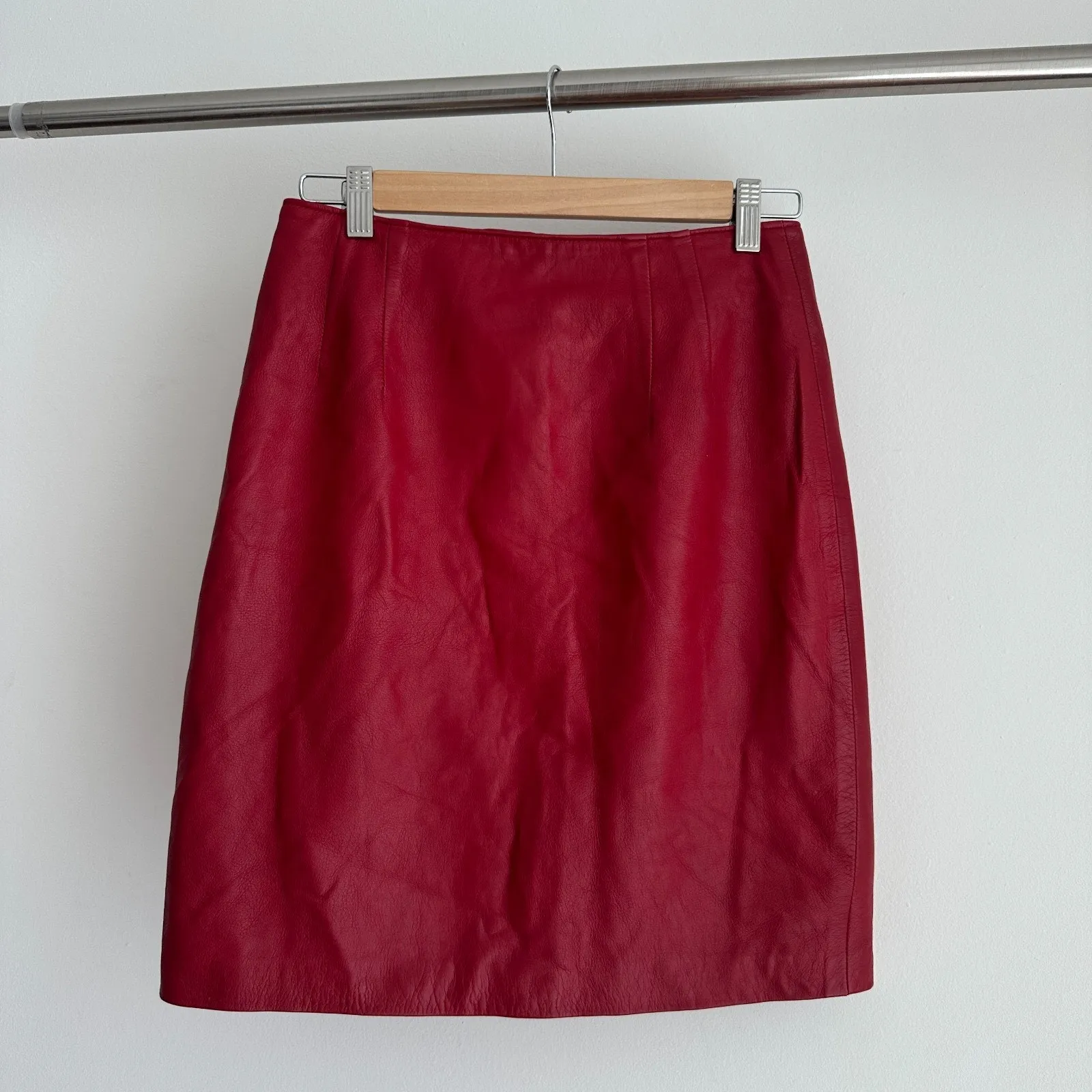 Vintage Evan Arpelli Skirt Small Red Leather Pencil High Rise 80s Party Cocktail - Image 3