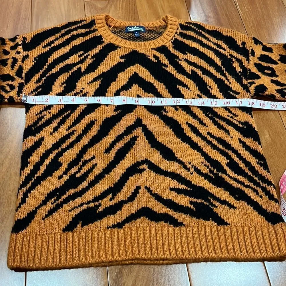 Freshman 1996 vintage 90s Style V Neck Chunky Oversized Relaxed Fit Sweater sz L Orange Size L - Image 6