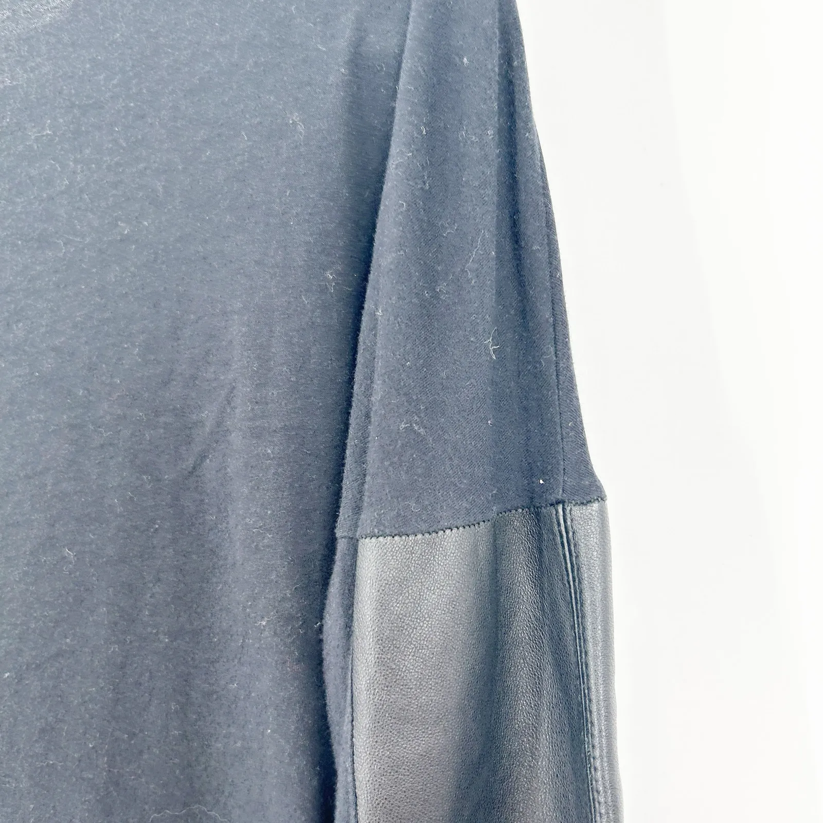 Michael Stars Womens Edgy Minimalist Supima Leather Long Sleeve Top Size S Black - Image 2