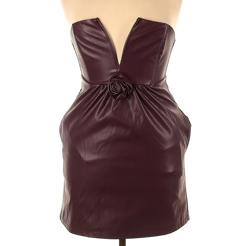 ASHLEY PARK x RTR Voila Purple Dark Plum Vegan Leather Dress Size 12 Large L - Image 5
