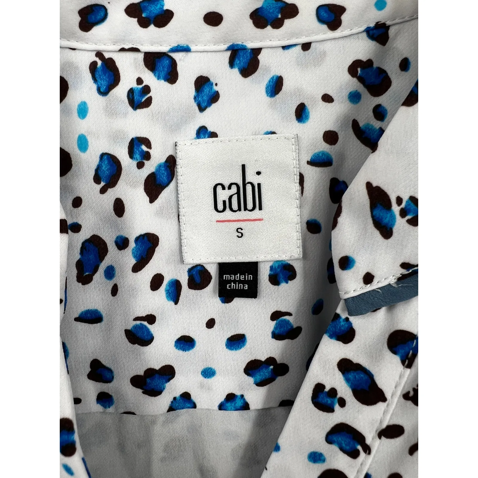 Cabi‎ Dress 5233 Camilla White Blue Leopard Animal Print Sleeveless Shirt Size S - Image 2