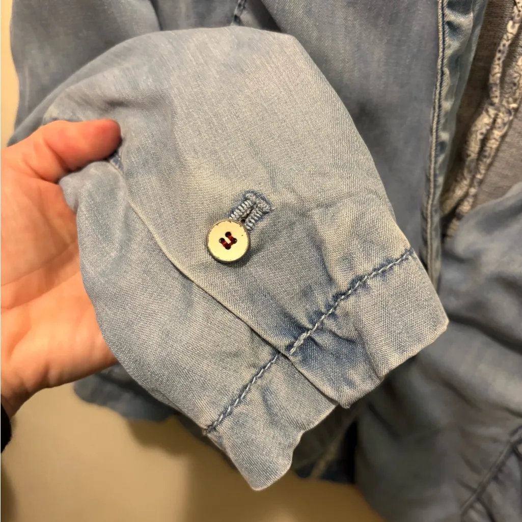 Pilcro and the Letterpress Anthropologie Chambray lined Blazer Jacket Sz Medium - Image 7