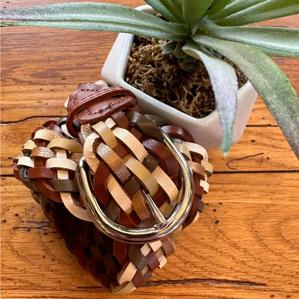 Leather Braided Multicolor Belt Made in Guatemala XL Brown - Image 8