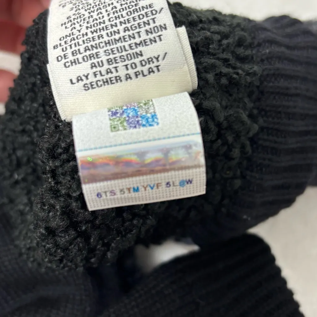 UGG Luxe BLACK FAUX FUR FUZZY WOOL BLEND MITTENS WITH SHERPA LINING size L/XL - Image 6