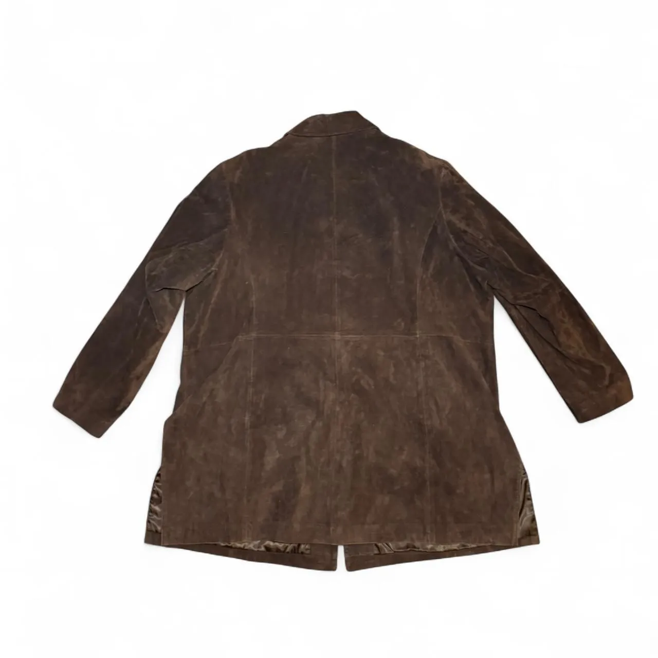 Relativity Women’s 3X Genuine Suede Leather Coat Brown Button Front Lined Plus - Image 2
