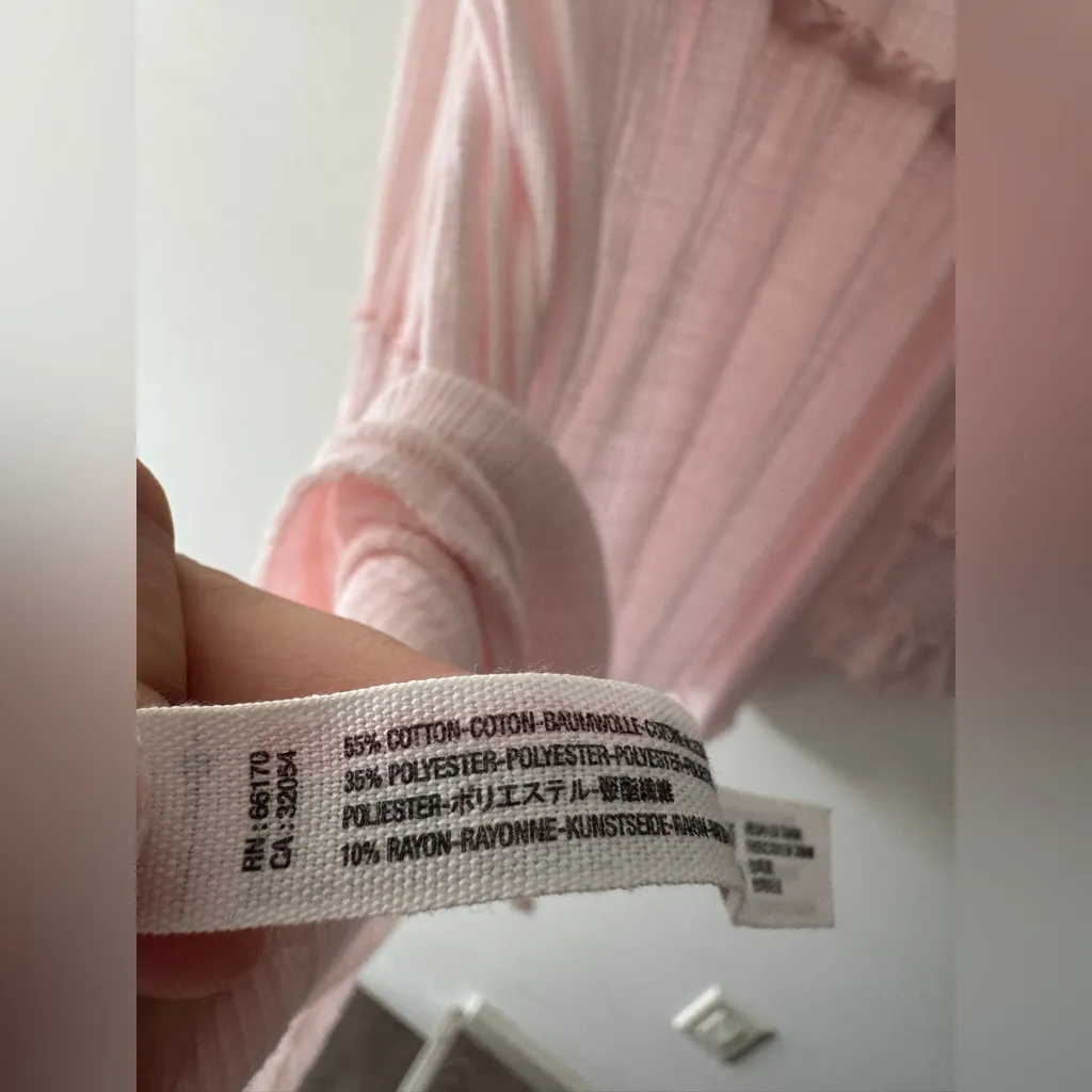 Free People Beach Light Pink High Tides Long Sleeve Mini Babydoll Dress - Image 7