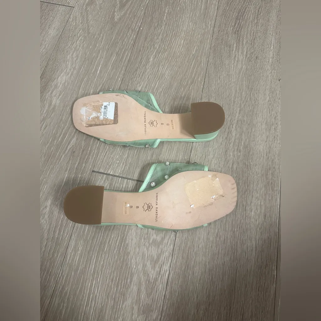 Loeffler Randall Mint Mesh Crystal Slide Heels Mules Size 8 - Image 6