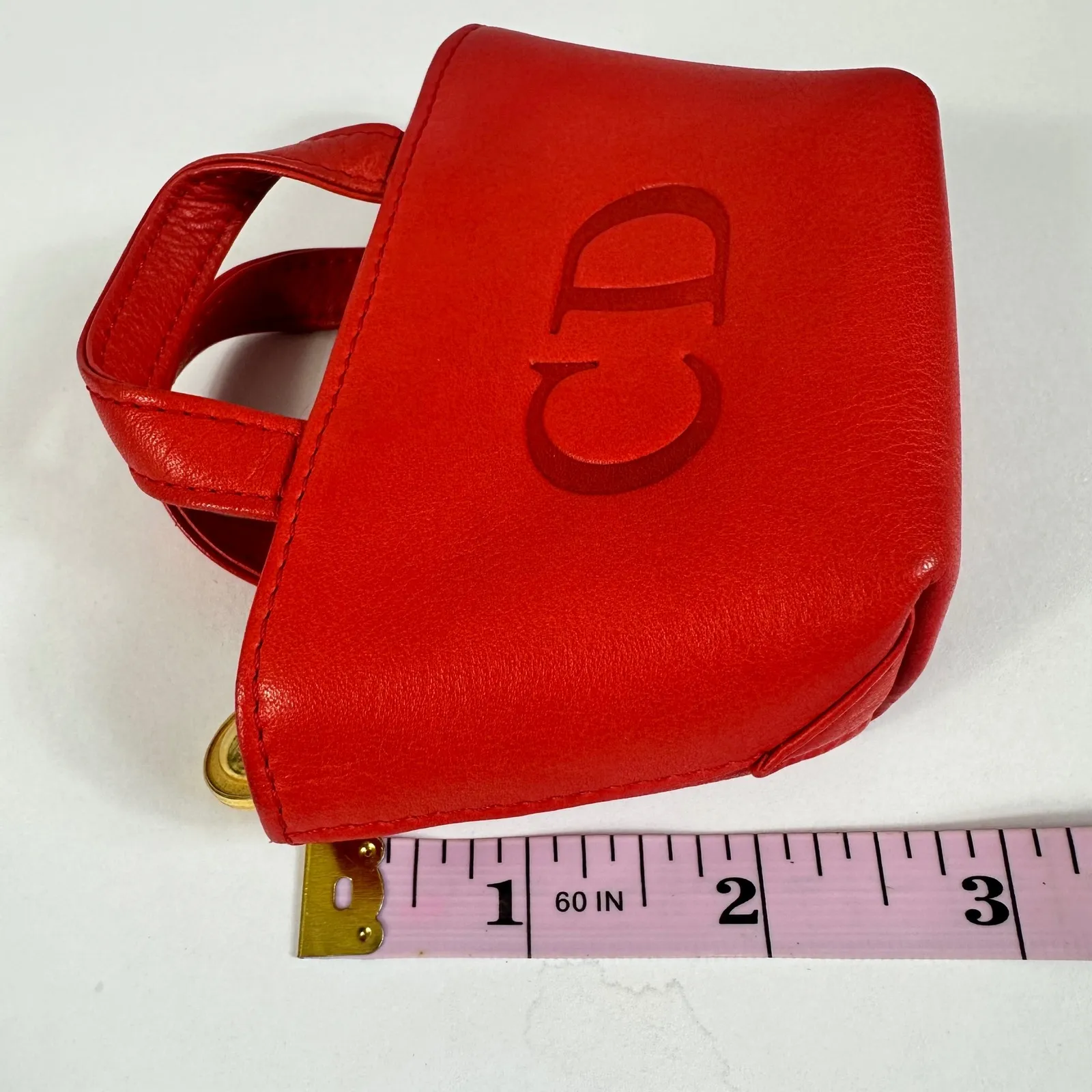 Christian Dior Red Leather Micro Tote Bag CD Logo Charm Handbag - Image 13