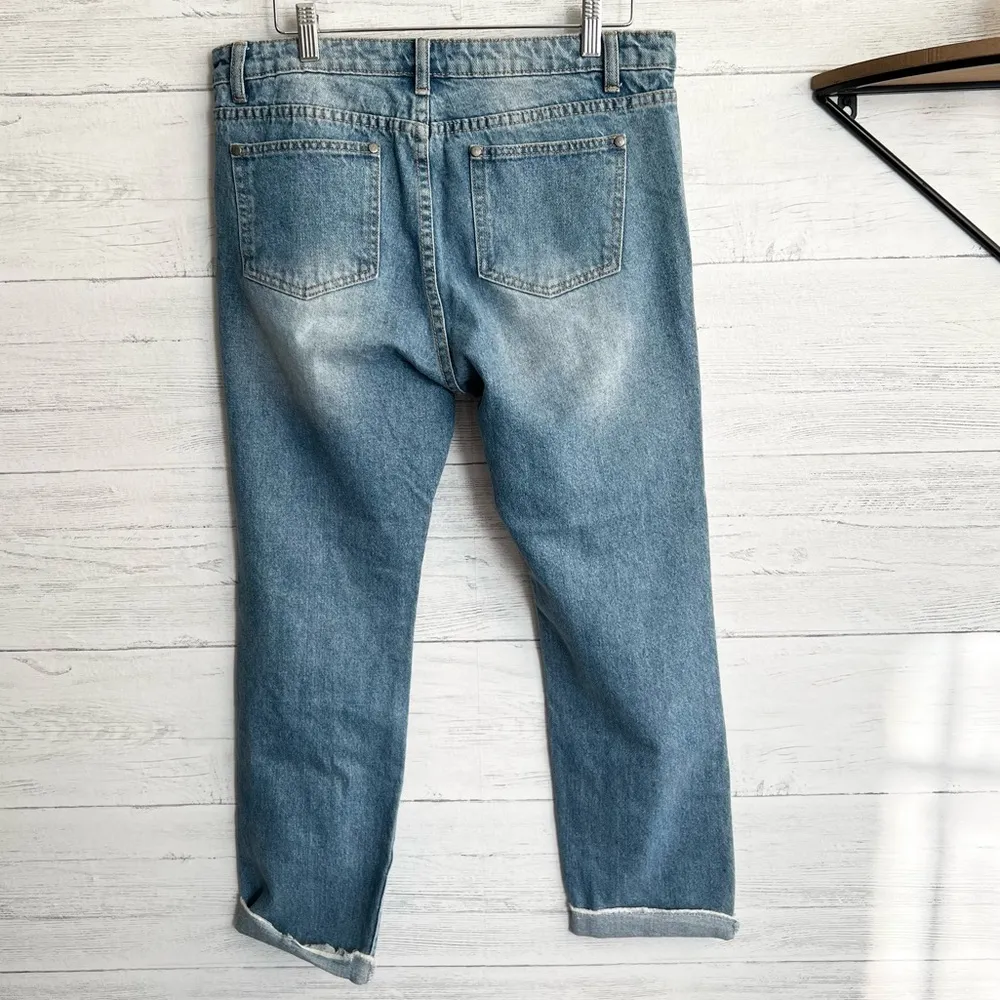 POL clothing Distressed Peekaboo Fishnet Jeans - Image 8