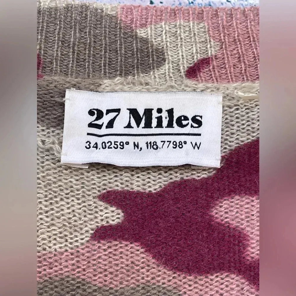 27 MILES MALIBU CASHMERE CAMO BUTTON DOWN SWEATER CARDIGAN SIZE MEDIUM Gray - Image 2