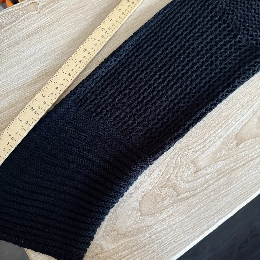 Anthropologie OS Black Crop Cardigan Knit Bell Sleeve Oversized Beach Grunge - Image 8