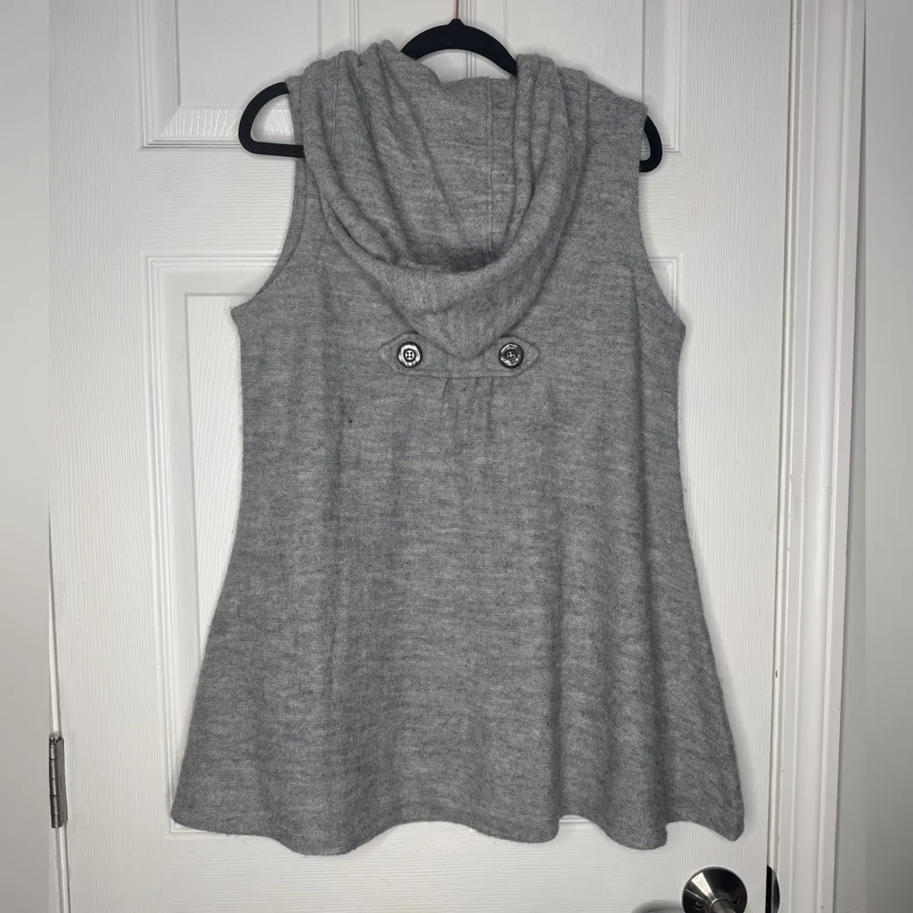 FOR CYNTHIA‎ NWT 100% boiled wool button front hooded vest gray size m lagenlook - Image 2