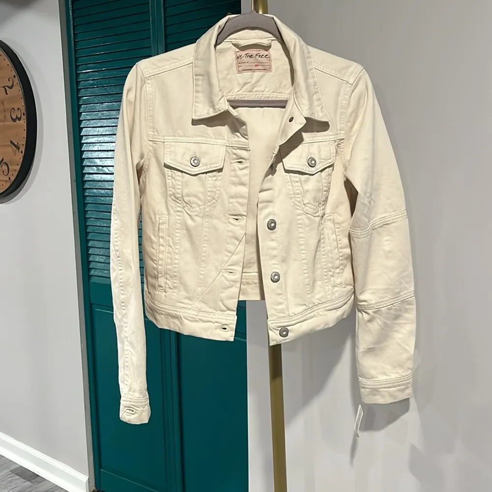 FREE PEOPLE NWT Rumors Denim Jacket / Ecru - XS - Image 7