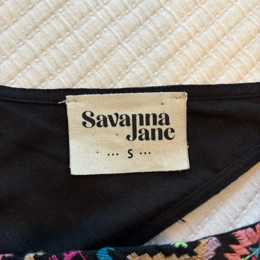 Savanna Jane the Bella Horatio Ribbon Tie Linen Blend Embroidered Tank Women's S Pink - Image 7