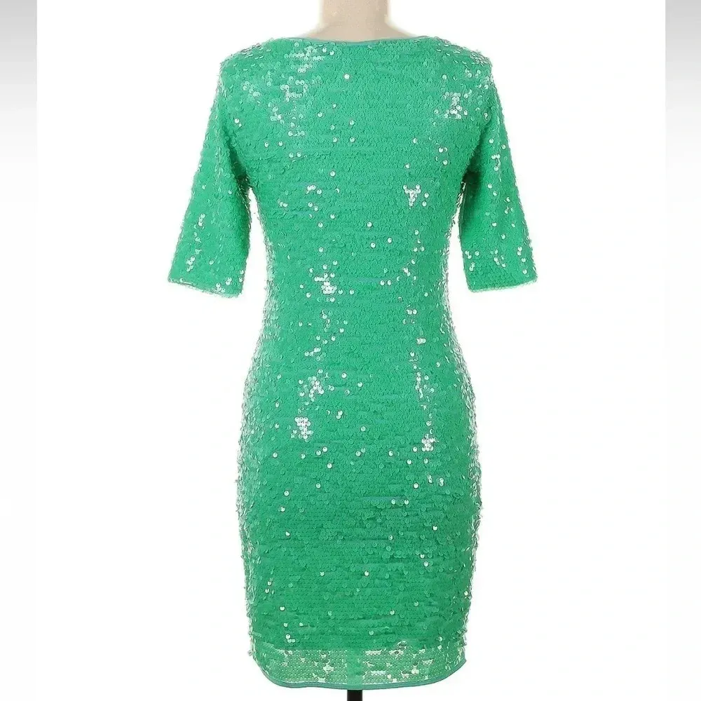BCBGMAXAZRIA Mint Green Sequin Cocktail Party Eras Tour Dress Size Medium M - Image 4
