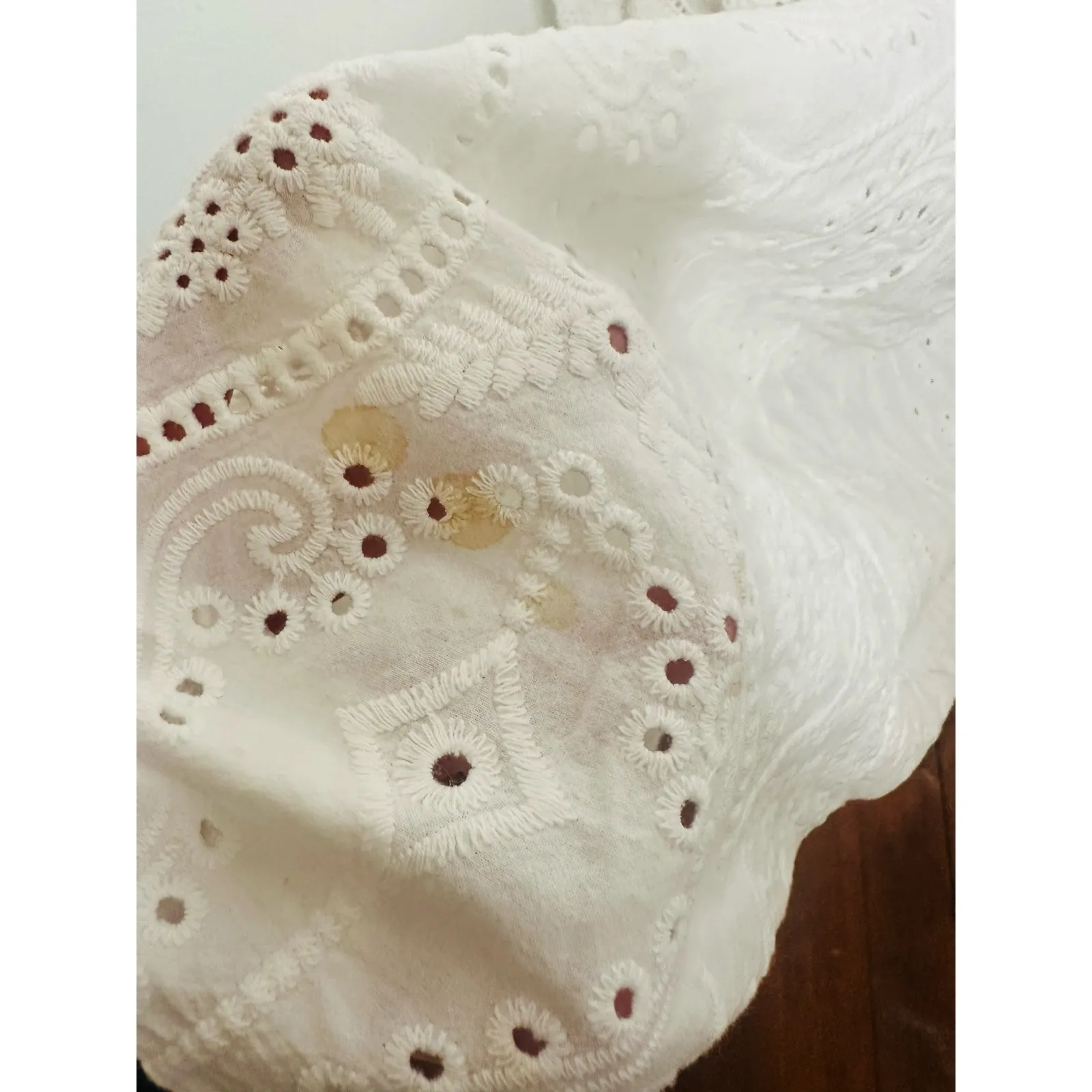 ALLSAINTS White Eyelet 100% Cotton Mock Neck Camila Broderie A - Image 13