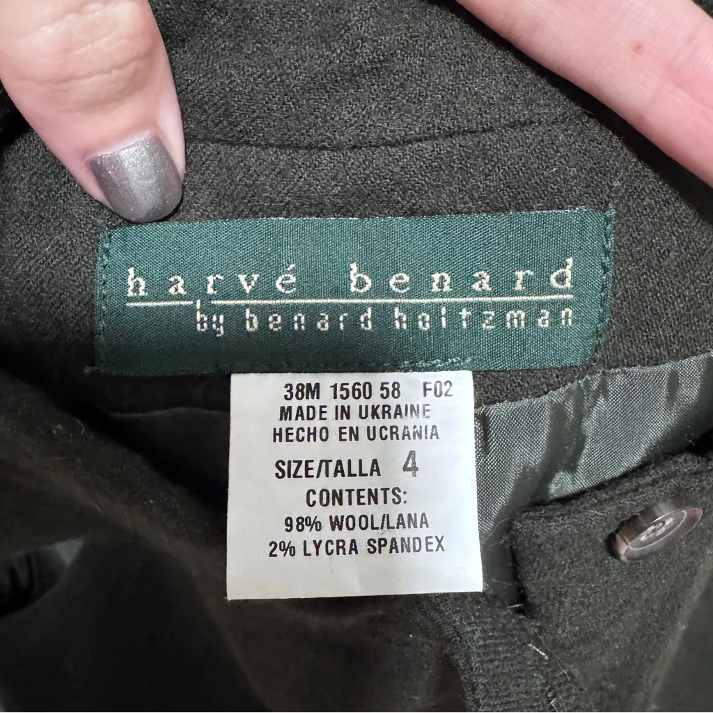 Harvé Benard Holtzman Wool Dark Green Midi Dress 4 - Image 5